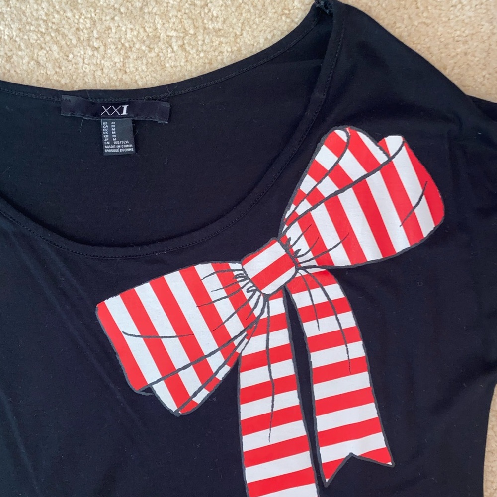 Black w/ Red White Bow Shirt (Forever 21)